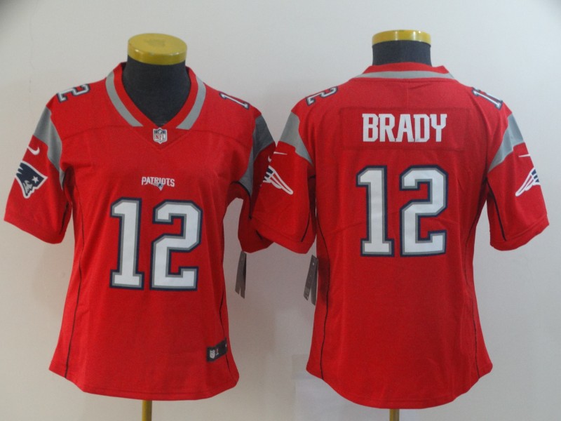 Women New England Patriots 12 Brady red Nike Vapor Untouchable Limited NFL Jersey